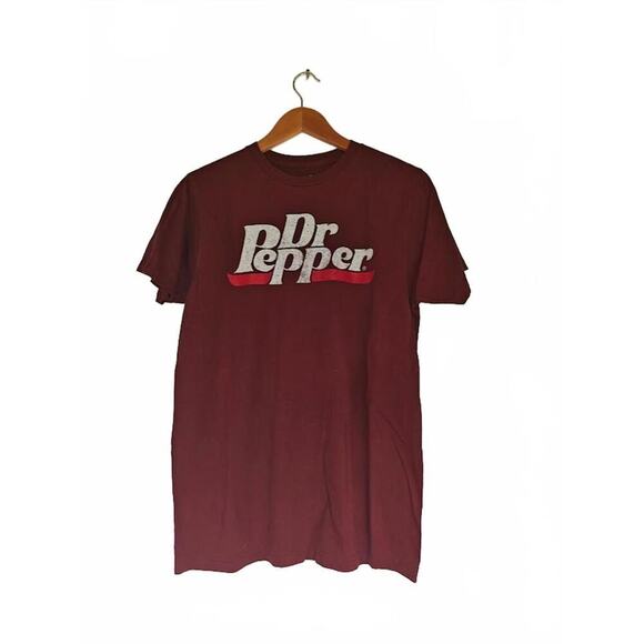 Vintage Style Maroon Dr Pepper Graphic T-Shirt Size M - Picture 1 of 2